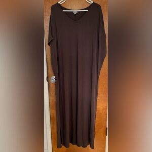 J. Jill cool-tone brown V-neck stretchy maxi dress 3X EUC no flaws